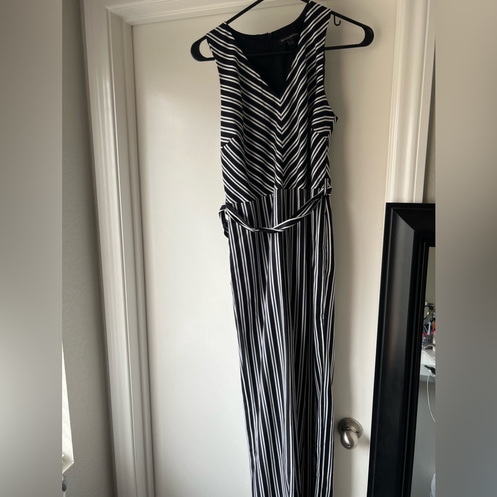 Banana Republic - Black & White with blue pinstripe Jumpsuit